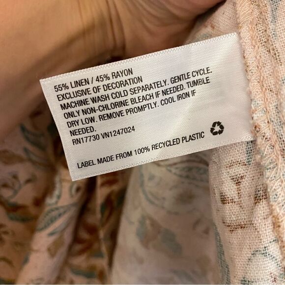 Universal Thread Sleeveless Linen Tie-Front boho blush floral dress beach midi S - Picture 12 of 12